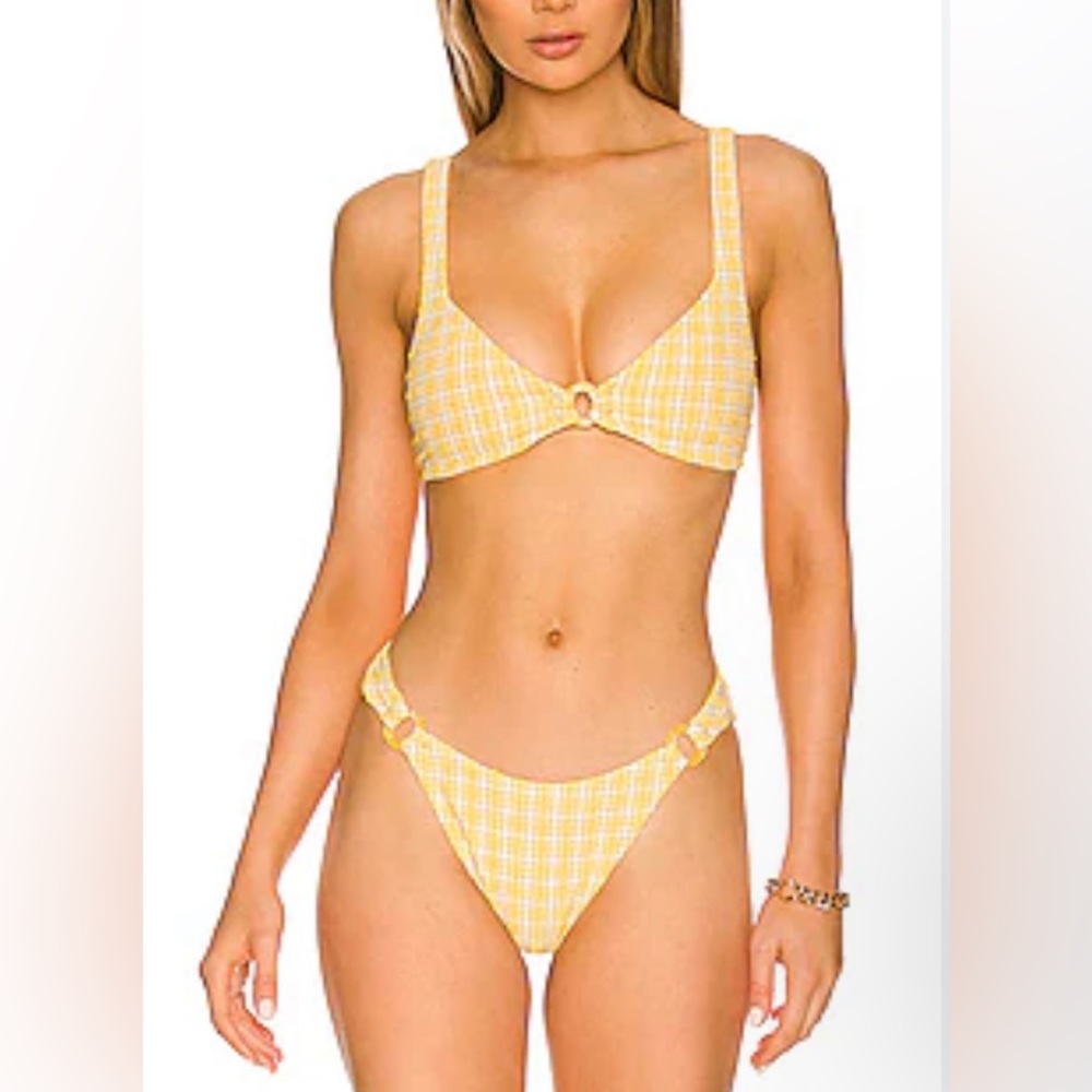 Jonathan Simkhai Francesca Plaid Bikini Gingham Yellow Swim